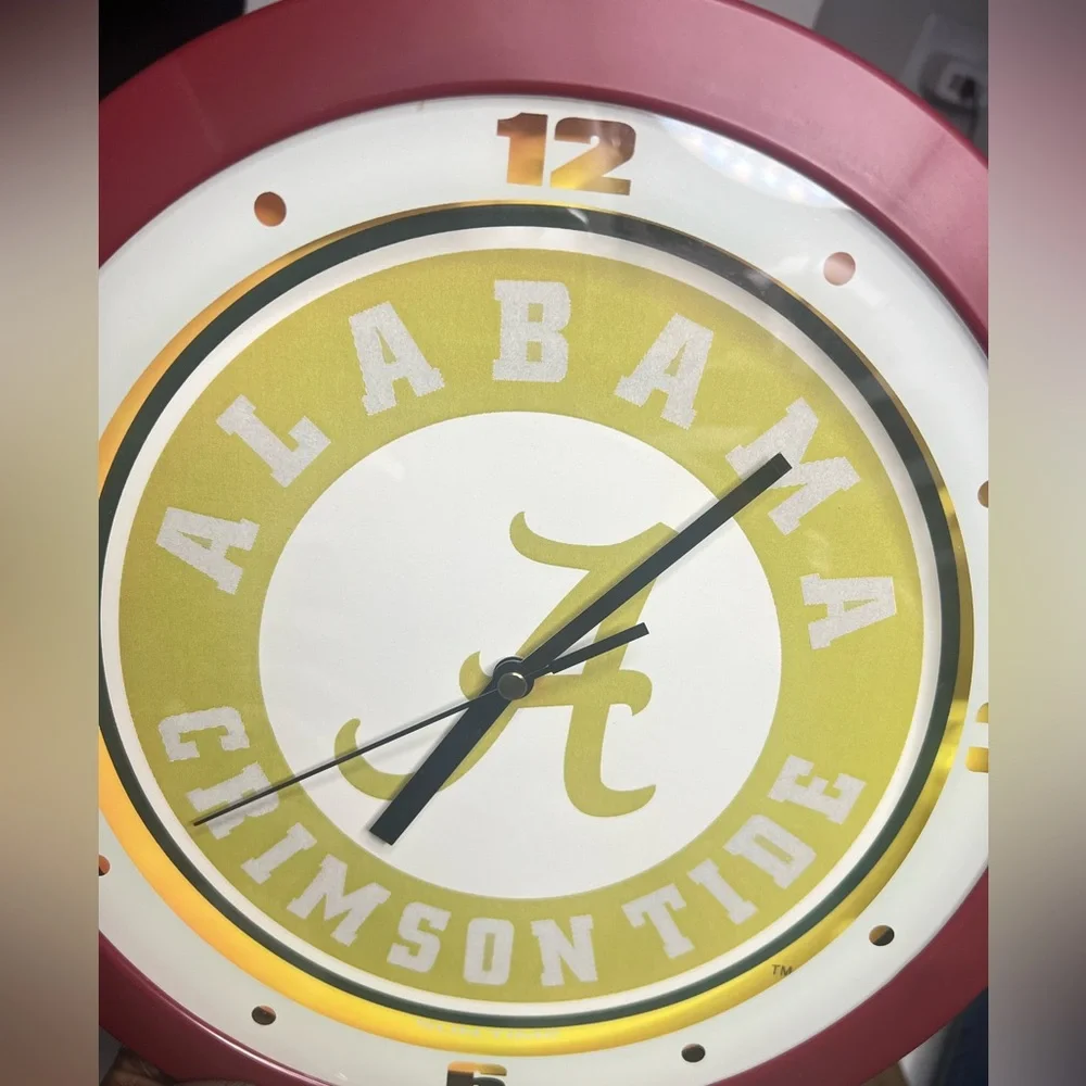 Alabama Crimson Tide 11.5''Suntime Premium Glass Face Traditional Logo WallClock
